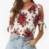 Off Shoulder Top 2019 Summer Women Short Sleeve Floral Print Blouse Casual Loose O Neck Cold Shoulder Ladies Shirt Blusas