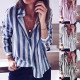 Office Blouse Women Sexy Turn Down Collar Long Sleeve Striped Shirt 2019 New Spring Loose Casual Blouses Button Camisas Feminina