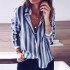 Office Blouse Women Sexy Turn Down Collar Long Sleeve Striped Shirt 2019 New Spring Loose Casual Blouses Button Camisas Feminina