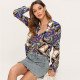 Patchworks Chain Print Blouse Long Sleeve Blouse Women Fashion Shirts Ladies Tops Turn-down Collar Office Clothes Blusa Feminina