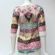 Summer Chiffon Blouse 2019 Fashion Aztec Stripe Women Blouses Lace Tops Floral Print O-neck Casual Shirt Blusas Camisas Mujer
