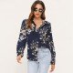Vintage Long Sleeve Floral Print Women Blouse Elegant Turn-Down Collar Female Office Blouses Loose Shirts Tops Work Wear Tops