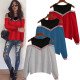 Women Blouses Long Sleeve 2019 Sexy Off Shoulder Splice Ladies Tops Casual Fake Two Pieces Blouse Hollow Out O-Neck Femme Shirt