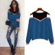 Women Blouses Long Sleeve 2019 Sexy Off Shoulder Splice Ladies Tops Casual Fake Two Pieces Blouse Hollow Out O-Neck Femme Shirt