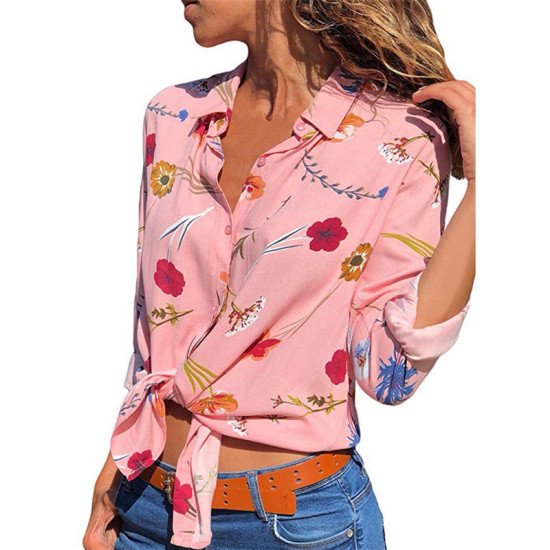 Women Shirts 2019 Long Sleeve Floral Blouse Casual Turn Down Collar Office Ladies Blouses Tops Vintage Tunic Blusas Feminina 3XL
