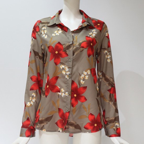 Women Shirts 2019 Long Sleeve Floral Blouse Casual Turn Down Collar Office Ladies Blouses Tops Vintage Tunic Blusas Feminina 3XL