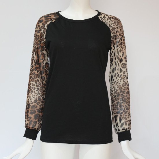 Women Tops and Blouses 2019 Cotton Patchwork Long Sleeve Shirt Leopard Fashion Casual O-Neck Plus Size Blouse 5XL Blusa Feminina