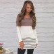 Womens Tops 2019 Long Sleeve Female Shirt Patchwork Back Lace Blouse Casual Striped Loose Hollow Out Blouse Shirts O-neck Camisa