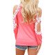 Womens Tops and Blouses 2019 Sexy Cold Shoulder Long Sleeve Lace Blouse Casual Loose Shirt Elegant Solid Femme Ladies Top Tee 2X