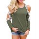 Womens Tops and Blouses 2019 Sexy Cold Shoulder Long Sleeve Lace Blouse Casual Loose Shirt Elegant Solid Femme Ladies Top Tee 2X