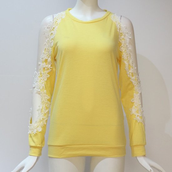 Womens Tops and Blouses 2019 Sexy Cold Shoulder Long Sleeve Lace Blouse Casual Loose Shirt Elegant Solid Femme Ladies Top Tee 2X