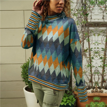 Womens Tops and Blouses 2019 Spring Vintage Geometric Print Shirt Casual Loose Long Sleeve Blouse Women Ladies Tops Tunic Blusas