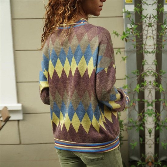 Womens Tops and Blouses 2019 Spring Vintage Geometric Print Shirt Casual Loose Long Sleeve Blouse Women Ladies Tops Tunic Blusas