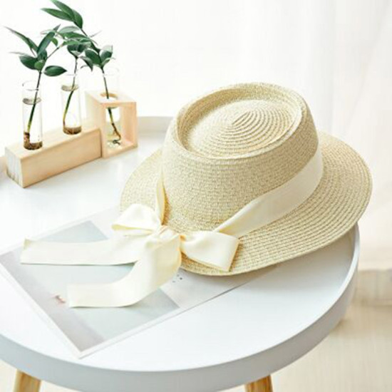 England Retro Arc Broad Brimmed summer sun Hat Female Beach Straw Hat Visor Cap Summer Hats Caps Chapeau Women Femme Sun V