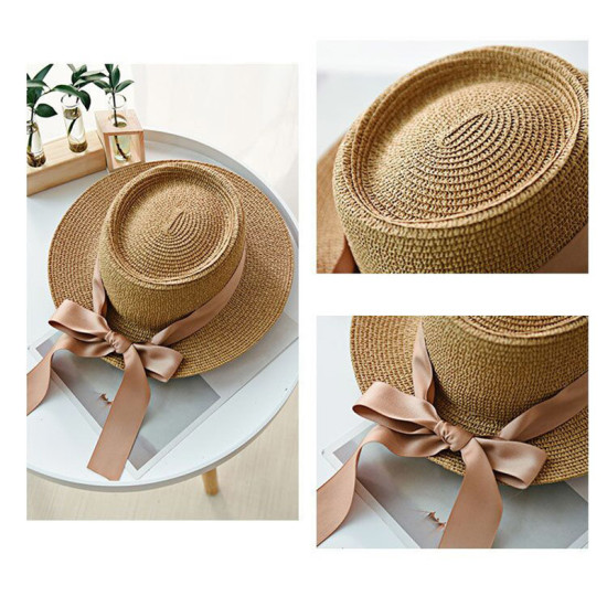 England Retro Arc Broad Brimmed summer sun Hat Female Beach Straw Hat Visor Cap Summer Hats Caps Chapeau Women Femme Sun V