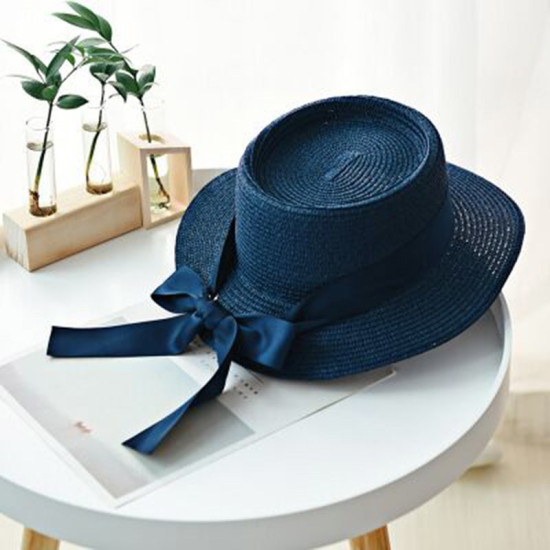 England Retro Arc Broad Brimmed summer sun Hat Female Beach Straw Hat Visor Cap Summer Hats Caps Chapeau Women Femme Sun V