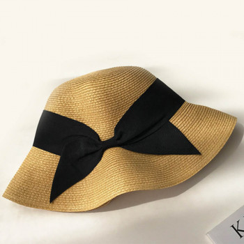 Fashion Summer Beach Women Hats Straw Foldable Wide Brim Straw Outdoor Travel Hats