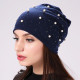 Brand Women's Beanie Hat Casual Polyester Shine Pearls&Rhinestones Beanies For Women Skull Beanie Hats Bonnet For Female