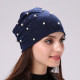 Brand Women's Beanie Hat Casual Polyester Shine Pearls&Rhinestones Beanies For Women Skull Beanie Hats Bonnet For Female