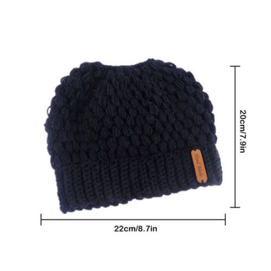 Fasion Women Beanie Ponytail Hat Bun Knitted Cap Skull Stretchy Winter Warm Hats