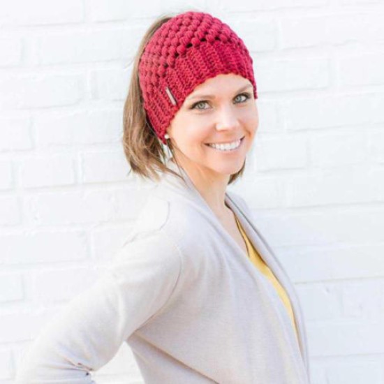 Fasion Women Beanie Ponytail Hat Bun Knitted Cap Skull Stretchy Winter Warm Hats