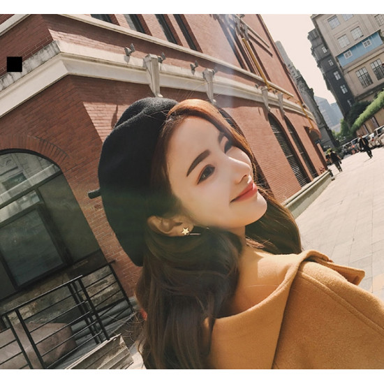 Hot Sell 2018 Cheap Fashion New Women Wool Solid Color Beret Female Bonnet Caps Winter All Matched Warm Walking Hat Cap 17 Color