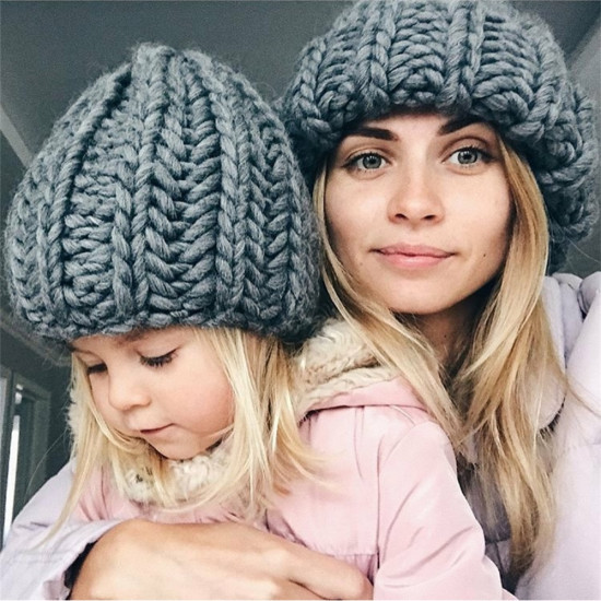 New European Women's Knitted Cap Winter Warming Pure-color Curled Coarse Wool Cap Warming Girl's Fashion Cap Knitted couple hat
