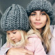 New European Women's Knitted Cap Winter Warming Pure-color Curled Coarse Wool Cap Warming Girl's Fashion Cap Knitted couple hat