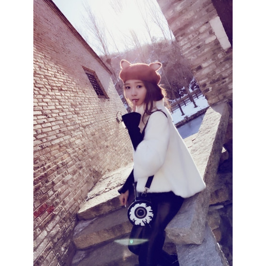 New Retro Women's Cute Fox Ear Beret Caps Wool Blend Casual Warm Painter Hat Handmade Nick Cat Ear Beret Hat Hot Gift