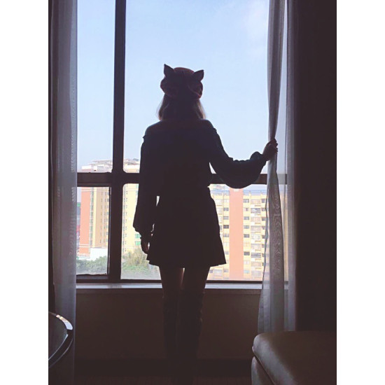 New Retro Women's Cute Fox Ear Beret Caps Wool Blend Casual Warm Painter Hat Handmade Nick Cat Ear Beret Hat Hot Gift