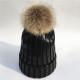 New Winter Metallic Pink Ball Beanie Hat For Women Fluffy Double Faux Fur Pom Pom knitted Skullies Beanie With Pompom Ski