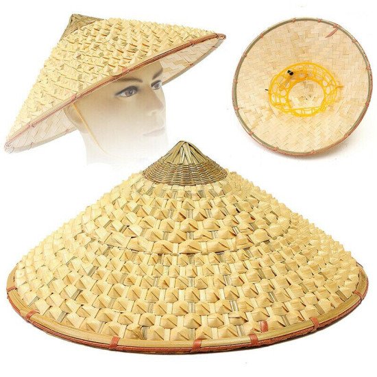 Vietnamese Japanese Coolie Straw Bamboo Cone Sun Hat Garden Farmer Fishing