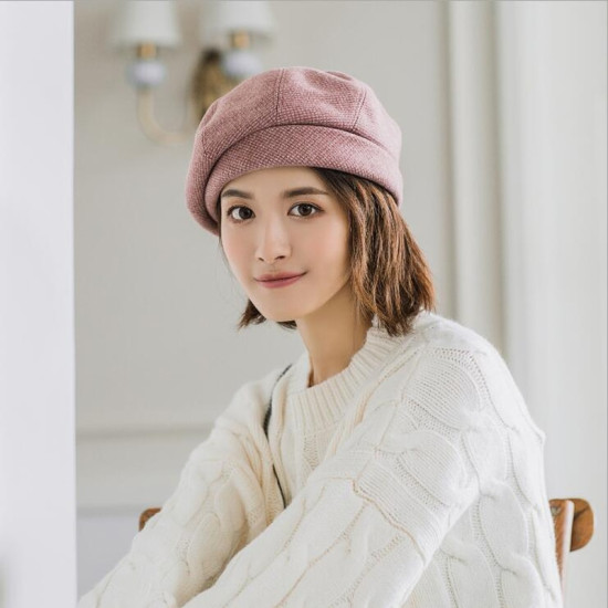 Women Elegant beret For Winter Female Cotton Hats Plaid Vintage Fashion Octagonal Casual boina Autumn 2019 Brand New Women's Cap