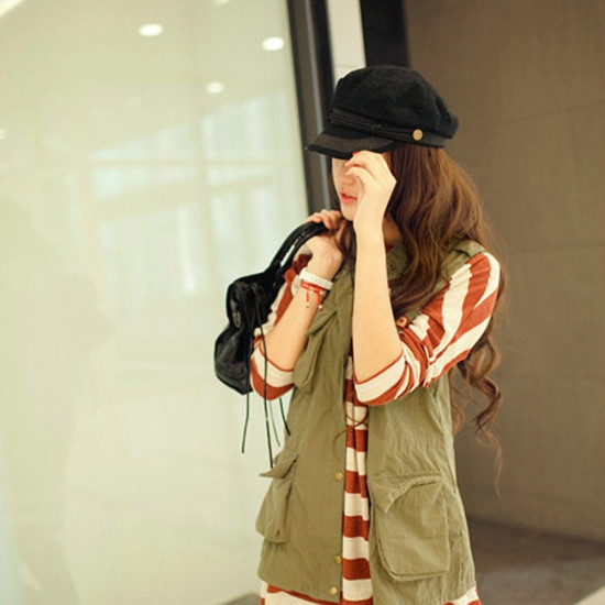 Women Military Beret Hats Sailor Caps Flat Bone Casquette Militaire Stylish Embroidery Lace Decoration Captain Cotton Naval Caps
