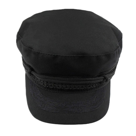 Women Military Beret Hats Sailor Caps Flat Bone Casquette Militaire Stylish Embroidery Lace Decoration Captain Cotton Naval Caps