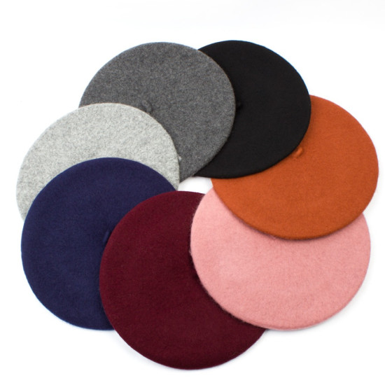 Women's Beret Hat Fashion Solid Warm Wool Berets for Women Candy Color Cashmere Plain French Artist Beret Hats for Girls GS102D