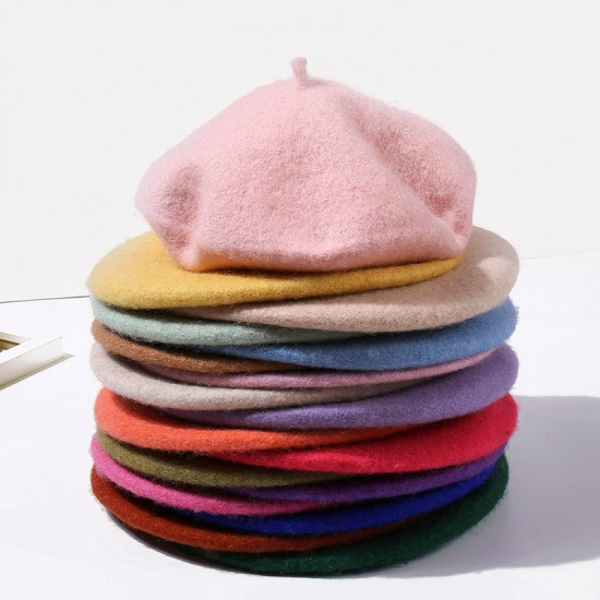 Wool Beret Hats Women Winter French Hat Girls Solid Color Fashion  Autumn Winter Beret Hat For Women Flat Cap Hat Felt Berets