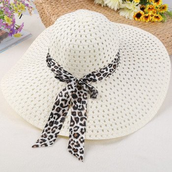 2019 New Fashion Sun Hats for Women Girls Wide Brim Floppy Straw Hat Summer Bohemia Beach Cap Ribbon Leopard chapeau femme