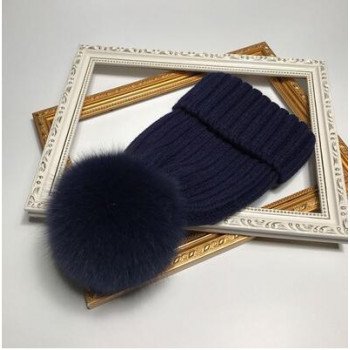 2019 New winter hat luxury quality Fox fur pompom hats beanie High quality Girls women bonnet winter hats for women