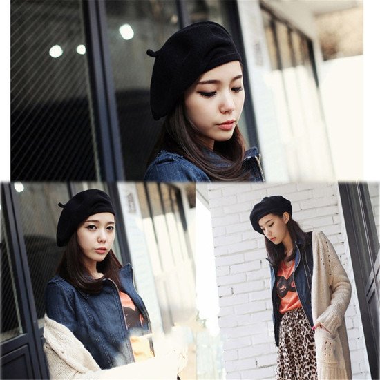 2019 Spring Beret Hat Painter Flat Cap Women Vintage Wool Berets Hat Solid Color Bonnet Caps Casquette Female Warm Winter Cap