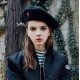Autumn Winter Vintage Black Cute Heart Embroidery Beret Women Artist Cap Ladies Wool Hat Headwear Berets