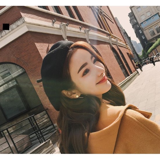 Hot Sell 2018 Cheap Fashion New Women Wool Solid Color Beret Female Bonnet Caps Winter All Matched Warm Walking Hat Cap 17 Color