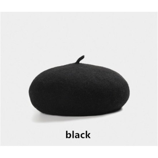 Hot Sell 2018 Cheap Fashion New Women Wool Solid Color Beret Female Bonnet Caps Winter All Matched Warm Walking Hat Cap 17 Color
