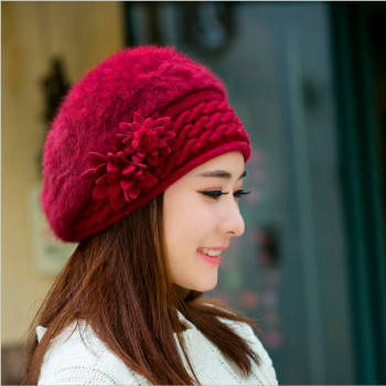 New Arrival Elegant Women Knitted Hats Rabbit Fur Cap Autumn Winter Berets Ladies Female Fashion Skullies Beret Hat