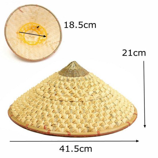 Vietnamese Japanese Coolie Straw Bamboo Cone Sun Hat Garden Farmer Fishing