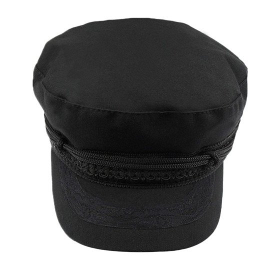 Women Military Beret Hats Sailor Caps Flat Bone Casquette Militaire Stylish Embroidery Lace Decoration Captain Cotton Naval Caps