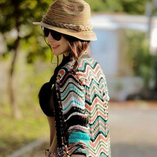 Women Summer Hat Lady Straw Hat Rattan Sun Hats Foldable Striped Braided Rope Bucket Cap Straw Sun Hats for women Beach