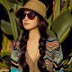 Women Summer Hat Lady Straw Hat Rattan Sun Hats Foldable Striped Braided Rope Bucket Cap Straw Sun Hats for women Beach
