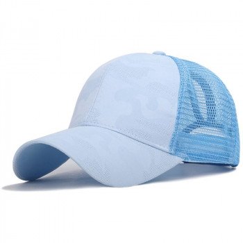 Women Summer Trendy Ponytail Messy Bun Cap Lady 2019 Hip Hop Camouflage Jacquard Breathable Mesh Back Adjustable Snapback Hat