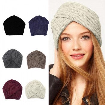 Women's Knitted Turban Hats Funny Cute Head Wrap Cross India Caps Ladies Winter Warm Winter Autumn Clothes Accessories